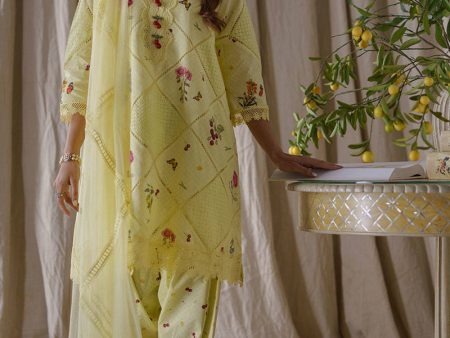 Spring Edit  24 - Lemon Cherry Shirt With Shalwar - Sale Online now