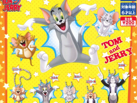 Takara Tomy Tom and Jerry Gashapon 5 Strap Mascot Collection Figure Set For Sale