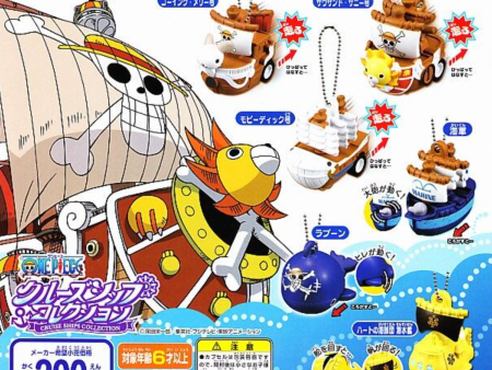 Bandai 2011 One Piece Cruse Ships Collection Gashapon 6 Pull Back Strap Trading Figure Set Sale