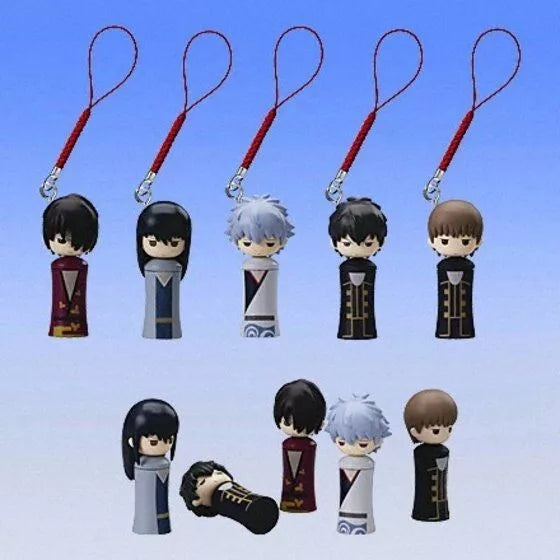 Bandai Gin Tama Gashapon Netsuke Kokeshi Doll 5 Mascot Strap Collection Figure Set Hot on Sale