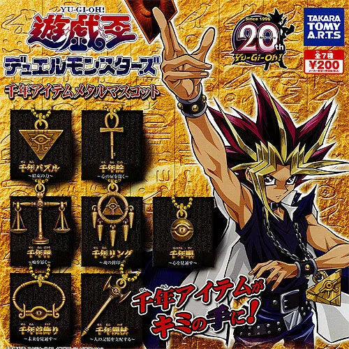 Takara Tomy Yu Gi Oh 20th Gashapon Duel Masters Millennium 7 Metal Mascot Strap Collection Figure Set Hot on Sale