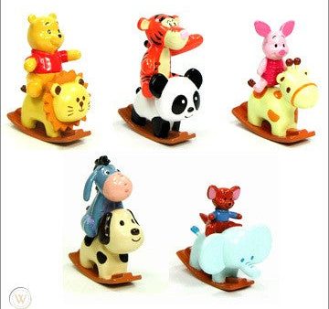 Yujin Disney Characters Capsule World Gashapon Winnie The Pooh Rocking Animal 5 Mini Collection Figure Set Supply