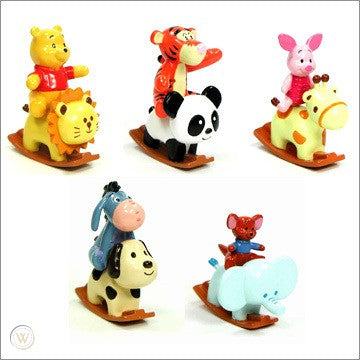 Yujin Disney Characters Capsule World Gashapon Winnie The Pooh Rocking Animal 5 Mini Collection Figure Set Supply