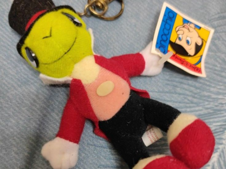 Vintage Walt Disney Pinocchio Jiminy Cricket Key Chain Holder Plush Doll Figure Type B Fashion