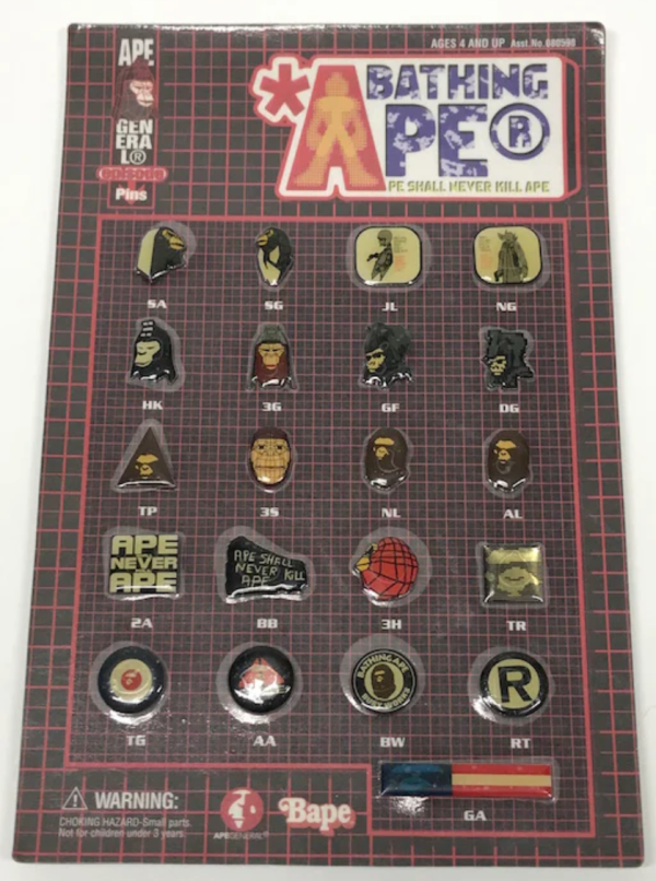 1999 A Bathing Ape Bape x Futura 21 Metal Pin Set on Sale