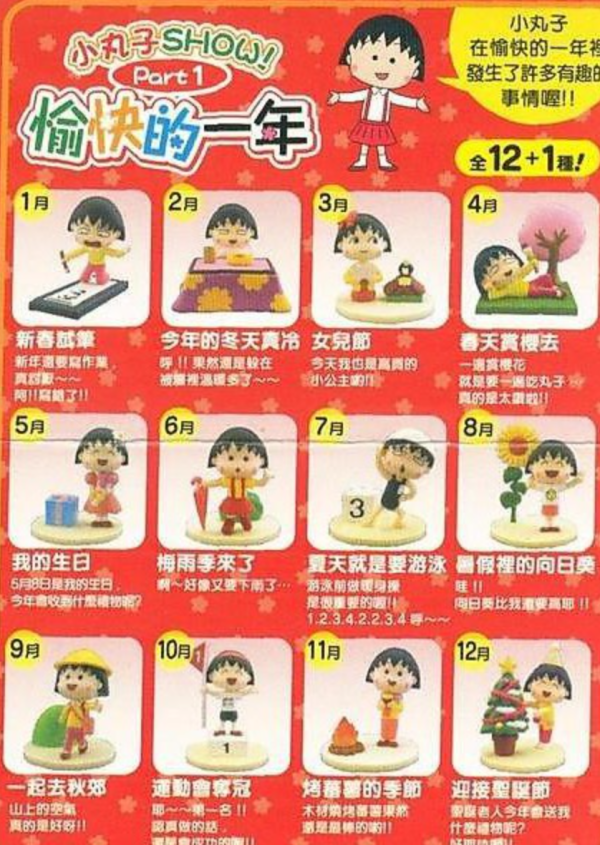 Yendar Taiwan Limited Chibi Maruko Chan Show Part 1 A Happy Year 12+1 Secret 13 Trading Figure Set Sale